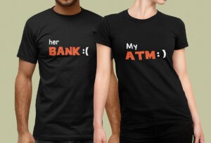 BANK & ATM Couple half sleeve black tees