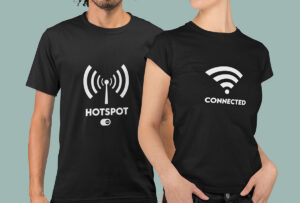 HOTSPOT & CONNECTED-Couple half sleeve black tees