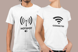 HOTSPOT & CONNECTED-Couple half sleeve white tees