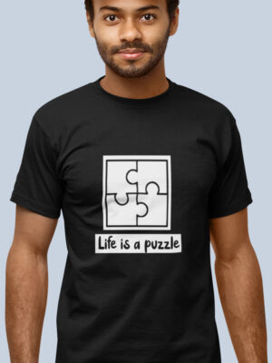 LIFE IS A PUZZLE-Men half sleeve t-shirt