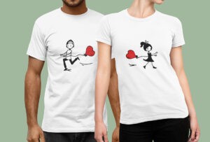 LOVE AT FIRST SIGHT-Couple half sleeve white tees