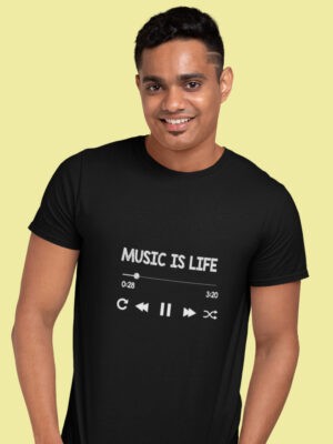 MUSIC IS LIFE-Men half sleeve t-shirt