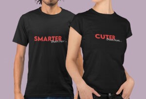 SMART & CUTE-Couple half sleeve black tees