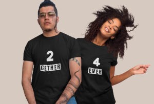 TOGETHER & FOREVER-Couple half sleeve black tees