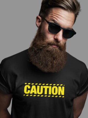 CAUTION-Men half sleeve t-shirt