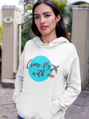 COME FLY WITH ME-Women white Hoodie