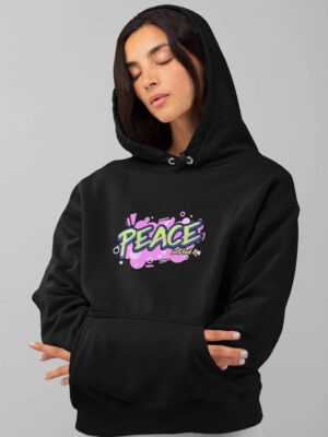 PEACE-Women Black Hoodie