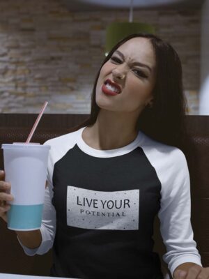 LIVE YOUR POTENTIAL -Women Raglan white 3/4th sleeve