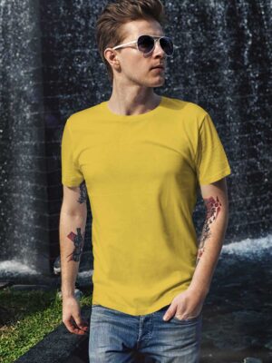 GOLDEN YELLOW-Men half sleeve t-shirt
