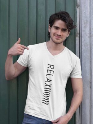 RELAX-Men’s White half sleeve v-neck t-shirt