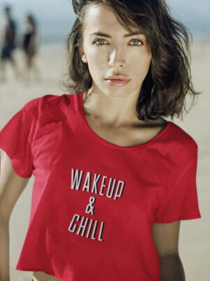 WAKEUP AND CHILL-Women Red crop top