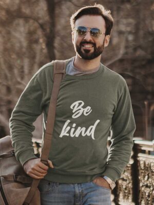 BE KIND-Olive Green Sweatshirt For Men