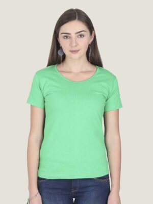 SOLID FLAG GREEN-Women Half Sleeve T-Shirt