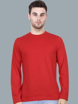 SOLID RED-Men Full Sleeve T-Shirt