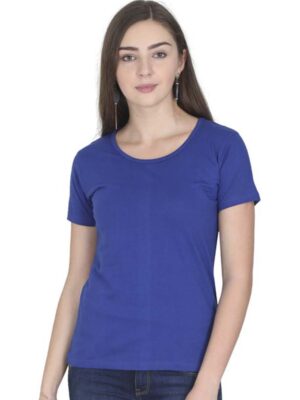 SOLID ROYAL BLUE-Women Half Sleeve T-Shirt