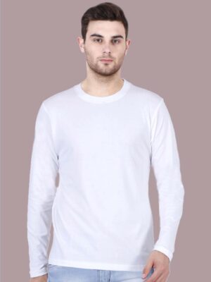 SOLID WHITE-Men Full Sleeve T-Shirt
