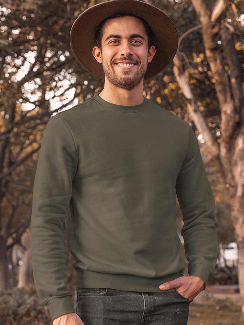 Olive Green Sweatshirt For Men Hanger Online Store   Men Sweartshirt Olive Green 