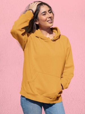 Golden Yellow Pullover Hoodie For Women