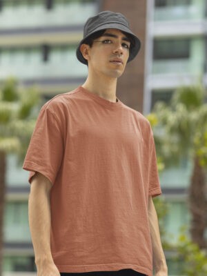 Classic Oversized Coral Solid T-Shirt For Men