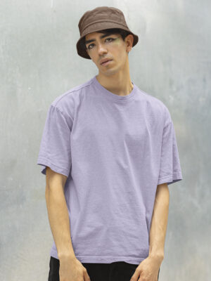 Classic Oversized Lavender Solid T-Shirt For Men