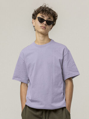 Standard Oversized Lavender Solid T-Shirt For Men