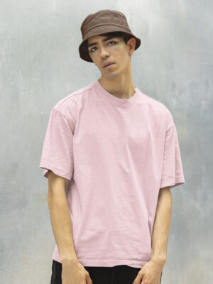 Classic Oversized Light-Pink Solid T-Shirt For Men