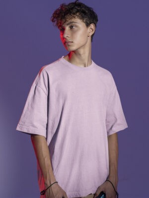 Standard Oversized Light- Pink Solid T-Shirt For Men
