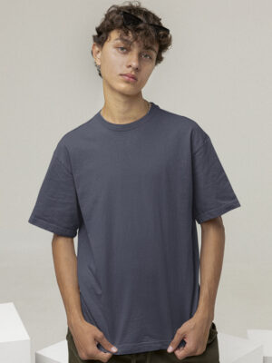 Reality Oversized Navy-Blue Printed T-Shirt For Men