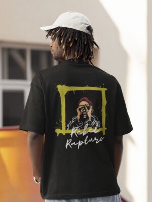 Rebel-Rapture Oversized Black Printed T-Shirt For Men