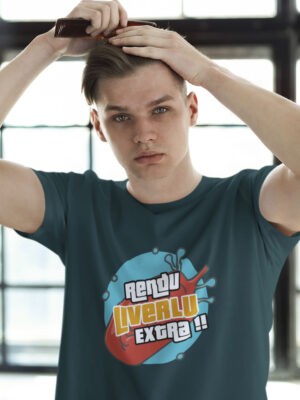 Rendu-Liverlu-Extra Petrol-Blue half sleeve t-shirt For Men