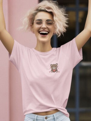 Teddy Light-Pink half sleeve t-shirt For Women