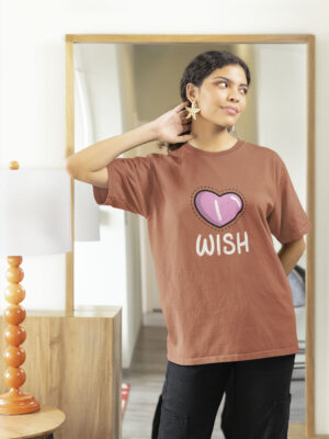 I wish Coral Oversized Printed T-Shirt For Women