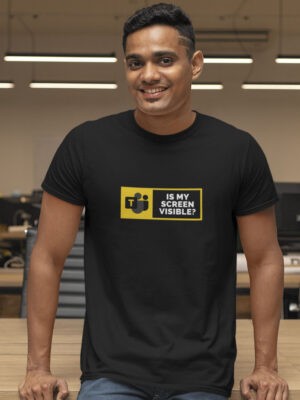 Is-My-Screen-Visible Men Black Half Sleeve T-shirt