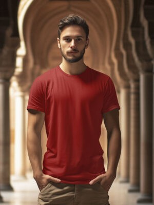 SOLID RED-Men Half Sleeve T-Shirt