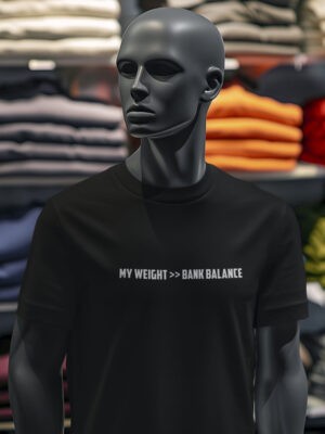 Weight>>Bank-Balance Men Black Half Sleeve T-shirt
